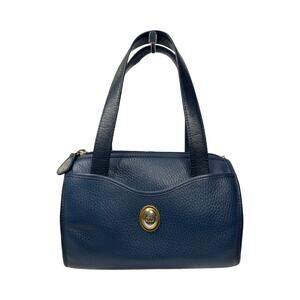 Christian Dior Vintage Mini Top Handle Bag Navy Leather CD France